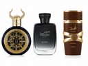 Kit 3 Perfumes Árabes Marcantes: Bharara Viking, Hawas Black e Asad Bourbon